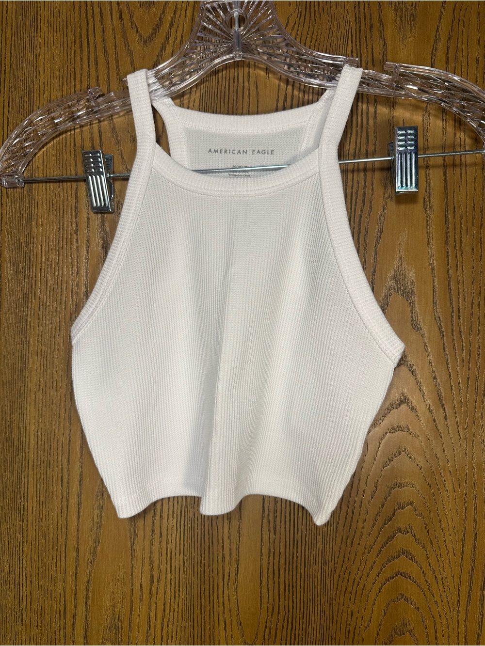 American Eagle Outfitters Cream Ribbed Cropped Tank